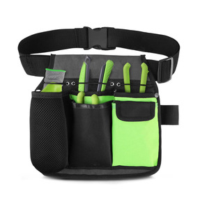 Ceinture de jardinage noire réglable avec pochette de ceinture et multiples poches pour sécateurs, gants et graines, idéale pour les travaux extérieurs en jardin. - Product Image 1