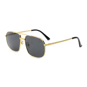 2023 Customer Logo Design Trendy Sun Glasses Rectangle Metal Men Women Sunglasses Gradient Lens Shade
