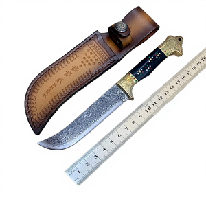 Couteau droit à lame fixe de qualité industrielle haut de gamme YF en acier Damas, garantie 3 ans, manche en laiton intégré, noir - Product Image 3