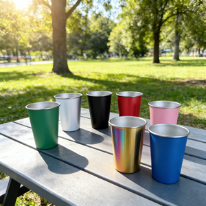 Nouvel arrivage : Fournitures pour la bière, Gobelets 8oz et 10oz, Gobelet en acier inoxydable bicolore pour le tennis de table, les bars, les clubs, les jeux de fête et les célébrations - Product Image 1