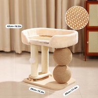 Nouvelle structure d'escalade et nid douillet multifonctionnelle, luxueuse et moderne pour chat, tout-en-un, avec plateau en sisal et lit en peluche en bois