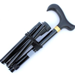 Curved Handle Aluminum Alloy Folding Cane Thickened Telescopic <b>Walking</b> <b>Stick</b> For Elderly Outdoor Use Black - Product Image 1