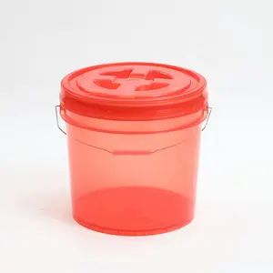 透明塑料印刷重型3.5加仑油漆桶，带盖，带防篡改盖和金属手柄