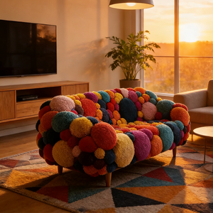 Sillón de Peluche Suave y Esponjoso, Color Macarrón, Tapizado, Cómodo, Estilo Divertido y Atrevido para Interiores, Asiento Tipo Diván - Product Image 4