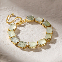 Pulsera de Cristal Natural Curativo al por Mayor, Pulsera de Eslabones con Marco Dorado y Piedras Preciosas Facetadas Rectangulares, Joyería para Mujer, Regalos para Fiestas