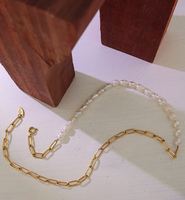 Collier demi-perles demi-chaîne élégant en or perlé, bijoux minimalistes raffinés pour femmes