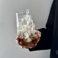 Tasse en verre borosilicate de haute qualité, style Ins, en forme de losange, populaire auprès des restaurants, pour thé aux fruits, soda et boissons froides