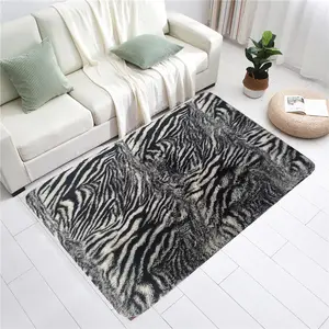 热销最优质的毛毯斑马设计印花PV毛绒装饰客厅卧室毛绒地毯