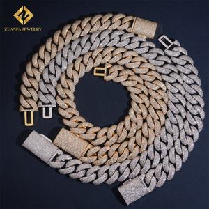 Chaîne cubaine en moissanite VVS, testeur de diamant, bijoux hip-hop, argent sterling 925, moissanite personnalisée avec certificat GRA - Product Image 1