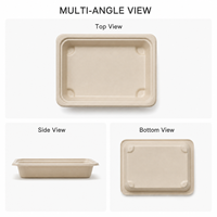 Barquette alimentaire rectangulaire jetable en bagasse de canne à sucre, écologique, à compartiment unique, pour la restauration rapide à emporter et les services de traiteur