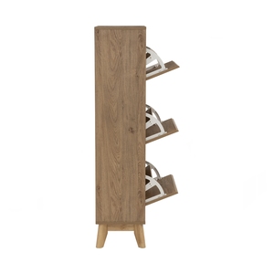 Meuble à chaussures HIRADO moderne couleur chêne naturel, organisateur d'entrée peu encombrant avec pieds en bois massif pour couloir d'appartement - Product Image 4