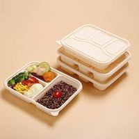 Boîte à lunch compostable à 5 compartiments en amidon de maïs, assiettes jetables, vaisselle biodégradable, récipient alimentaire, vaisselle