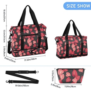 Hawaiian Lifestyle Custom Anthurium Flower Design Travel Foldable Bags Lightweight Large Sport Duffel Bag With Makeup Pouch - Product Image 2