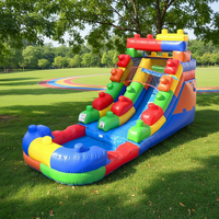Structure gonflable géante d'extérieur de 20 pieds en PVC, thème palmier, avec toboggan aquatique commercial et piscine, pour usage humide et sec, pour enfants et adultes