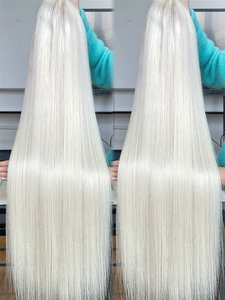 SHY Most Popular HD13x5 Lace Cap Transparente Virgin Hair Glueless Peluca Color blanco Recto Longitud larga Nudo único - Product Image 5