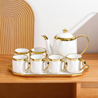 Services à thé en céramique de luxe, style européen classique, tasses à café au design simple, réutilisables, ensemble de tasses à café en céramique blanche personnalisées pour hôtel