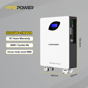 <span class=keywords><strong>5KW</strong></span> biến tần + 5kwh Pin nhà hệ thống năng lượng MPPT phí 6000W Hỗ trợ Bluetooth ứng dụng điện thoại tất cả trong một pin và biến tần - Product Image 1