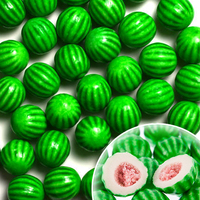 Vente en gros de chewing-gum halal en forme de boule, bonbons colorés en vrac, chewing-gum à la pastèque, bonbons à mâcher, saveur fruitée, boîte, bouteille, sac