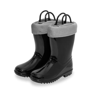 Bottes de pluie en PVC pour enfants YL-25256, personnalisées, noires, tendance, mi-mollet, résistantes à l'eau - Product Image 1
