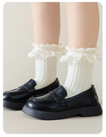 Chaussettes de cheville en dentelle à volants pour femmes, tricotées en coton et fibre de bambou, style Lolita mignon pour filles - Vente en gros usine