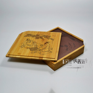 Bamboo Tea Gift Box Rectangle Custom Made Carved Wood Packaging For Gift - Product Image 4