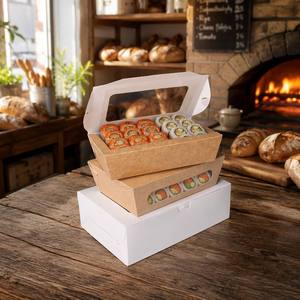 Boîte à sushi en carton kraft avec fenêtre transparente, conteneur rectangulaire jetable pour <span class=keywords><strong>livraison</strong></span> <span class=keywords><strong>de</strong></span> sushis, boîte alimentaire personnalisable avec logo OEM en gros - Product Image 6