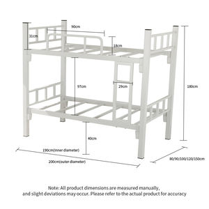 Lit superposé double commercial peu encombrant, structure en fer massif, robuste, taille standard, en métal, pour camp de travailleurs, dortoir, bureau - Product Image 3