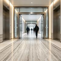 Parquet Linéaire Élégant Effet Bois Marbre Beige Poli Minimaliste Moderne pour Salles à Manger, Villas, Hôtels Haut de Gamme et Salons de Luxe