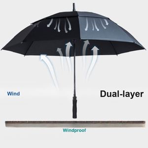 Parapluie double couche de 130 cm de diamètre, 8 baleines, armature en fibre de verre résistante au vent, pour 1 à 3 personnes, idéal pour les trajets quotidiens et les voyages - Product Image 2