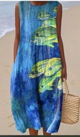 Robe midi décontractée ample pour femme, nouvelle collection été, respirante, douce, imprimé floral bohème, sans manches, idéale pour la plage