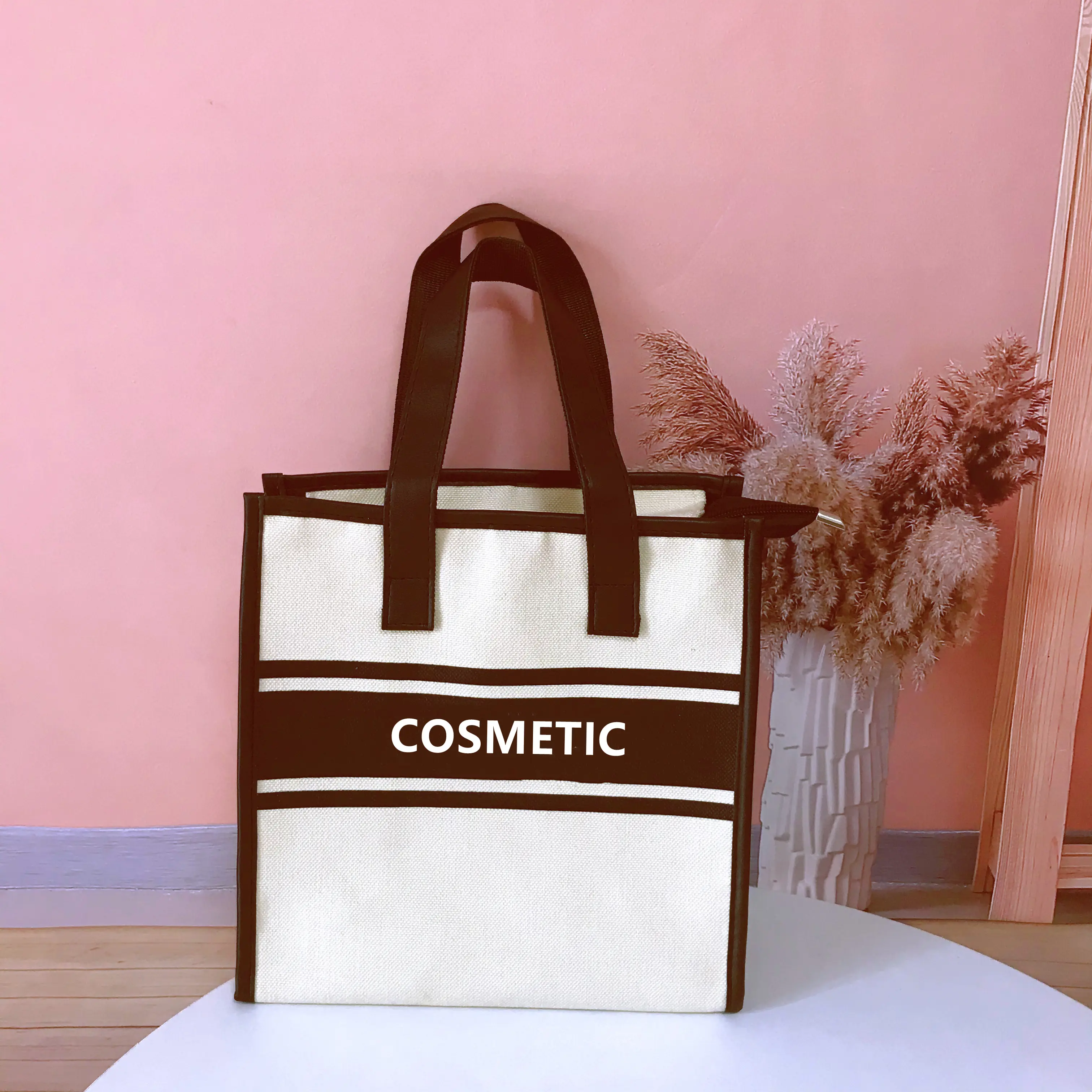 Tas tote wanita dapat dipakai ulang tas belanja cetak Logo kustom tas tote kain kanvas logo kustom untuk bisnis