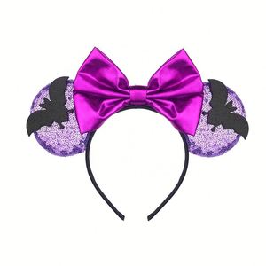 Wholesale Halloween Mouse Ears Sequin Bow Headband Cartoon Design Girls Bat Kids <b>Hair</b> <b>Accessories</b> One Size Fits All - Product Image 2