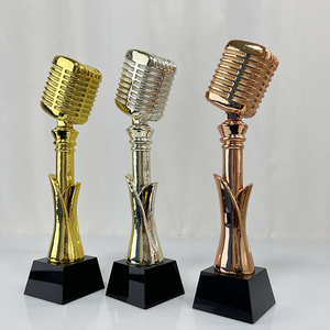 Trofeo di canto musicale MH-NJ00892 premio buona voce trofeo di resina di cristallo oro argento bronzo microfono ancora che ospita trofeo - Product Image 2