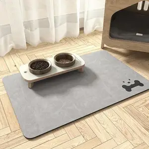 Tapis d'alimentation pour animaux de compagnie tapis de nourriture pour chiens utiliser du caoutchouc de diatomite antidérapant absorbant lavable remplacer le tapis de lécher de chat en silicone étanche