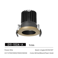 Downlight LED encastré anti-éblouissement haute puissance IP44 26W UGR < 19 COB avec boîtier en aluminium pour hôtels de luxe et haut de gamme