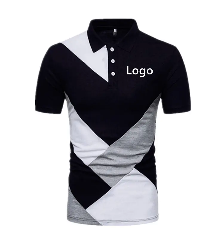 Yeni Model özel Logo iki renk Polyester siyah Golf Polo T shirt erkekler için