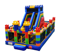 Château gonflable commercial moderne en PVC 0,55 mm avec toboggan et souffleur, capacité de 800 kg, garantie de 3 ans - Portable intérieur/extérieur
