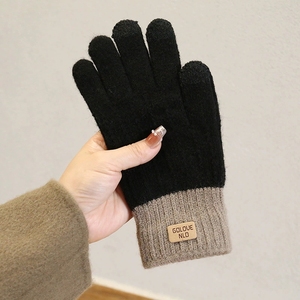 Guantes <span class=keywords><strong>de</strong></span> punto con cable para mujer, guantes <span class=keywords><strong>de</strong></span> punto cálidos con forro polar y pantalla táctil para mujeres y niñas, regalo <span class=keywords><strong>de</strong></span> invierno - Product Image 3
