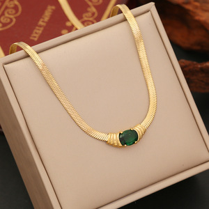 Popular Green Zircon Jewelry <b>Sets</b> for Lady High Quality 18K <b>Waterproof</b> Gold Plated Stainless Steel Necklace Bracelet Earring <b>Set</b> - Product Image 3