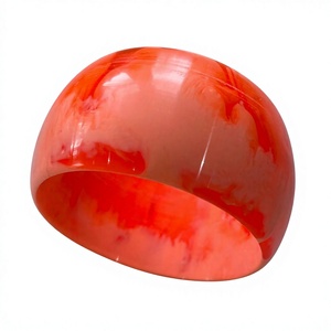 Classic <b>Red</b> Coral Pattern Acrylic Cuff <b>Bracelet</b> Unisex Fashion Jewelry - Product Image 1