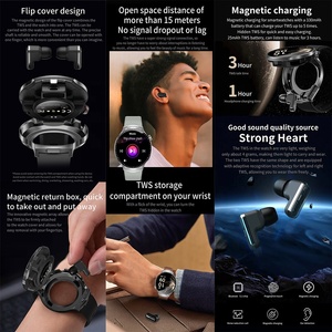 T100 Smartwatch siêu mỏng lật Bìa <span class=keywords><strong>Hidden</strong></span> thiết kế ai giọng nói âm nhạc Máy nghe nhạc TWS Hifi 9D chất lượng âm thanh Earbuds thông minh xem T100 - Product Image 3