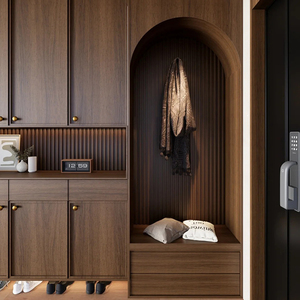 Étagère à chaussures modulaire en bois au design traditionnel et moderne, écologique, avec rangement mural incurvé pour la <span class=keywords><strong>maison</strong></span> et le salon - Product Image 3