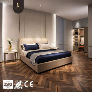 Tête de <span class=keywords><strong>lit</strong></span> King Size en cuir véritable beige de luxe, ensemble de <span class=keywords><strong>lit</strong></span> double avec cadre robuste, design moderne pour meubles de chambre à coucher de villa - Product Image 1