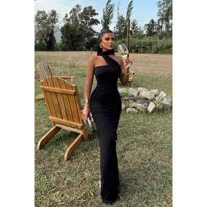 Black Strapless Vintage <b>Ball</b> Gown Dress <b>Crystal</b> Decoration Empire Waistline Slit XL Floor-Length Maxi Woven Polyester Summer ODM - Product Image 3