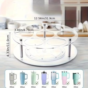 믹스웨어스 이중 360도 회전 아크릴 물병 보관 랙 주방 캐비닛 정리대 40온스 대용량 - Product Image 2