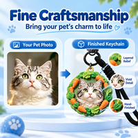 Gantungan Kunci Foto Hewan Peliharaan Kustom, Potret Hewan Peliharaan 3D yang Dipersonalisasi, Cincin Kunci Buatan Tangan, Hadiah Kenangan Anjing Kucing dengan Tali Pergelangan Tangan