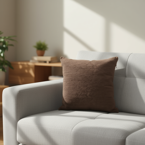 Cuscino in ciniglia color cioccolato 45*45CM, elegante cuscino da seduta e decorativo - Product Image 2