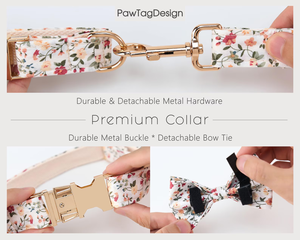 Collar Floral para Perro con Lazo y Correa, Placa de Identificación Grabada Personalizada, Hebilla Metálica, Collar Ajustable para Perro, Múltiples Colores, Regalo para Mascotas - Product Image 4