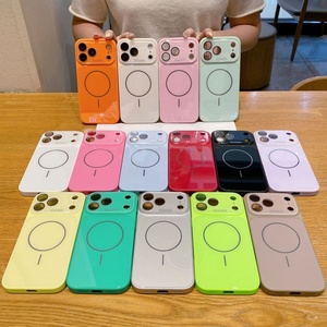 เคสโทรศัพท์มือถือแบบเรียบง่าย แฟชั่นทันสมัย ผลิตจากกระจกนิรภัย AG เงางาม รองรับการชาร์จแบบแม่เหล็ก สำหรับ iPhone 11 12 13 17 18 pro max ขายส่งจากโรงงาน - Product Image 1