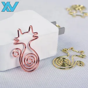 Clipe de papel fofo em forma de gato, popular, rosa, cor dourada, animal, gato, metal, presentes de artesanato